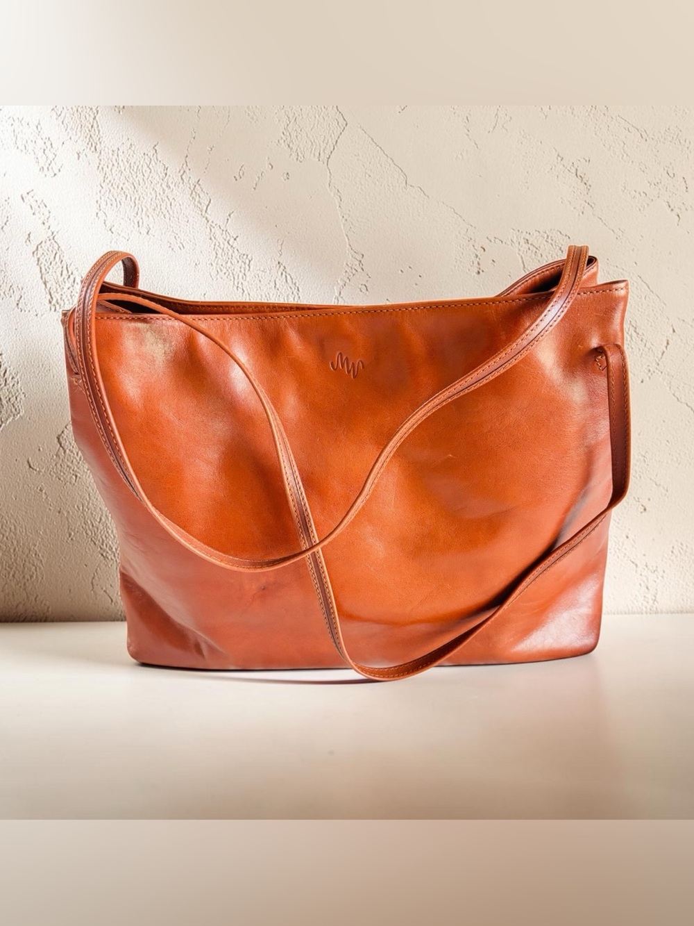 Monsac VTG Italian leather Chestnut Tote bag